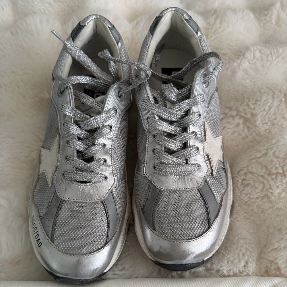Golden Goose Dad-Star Silver Glitter Sneakers – Women’s [Size 38]